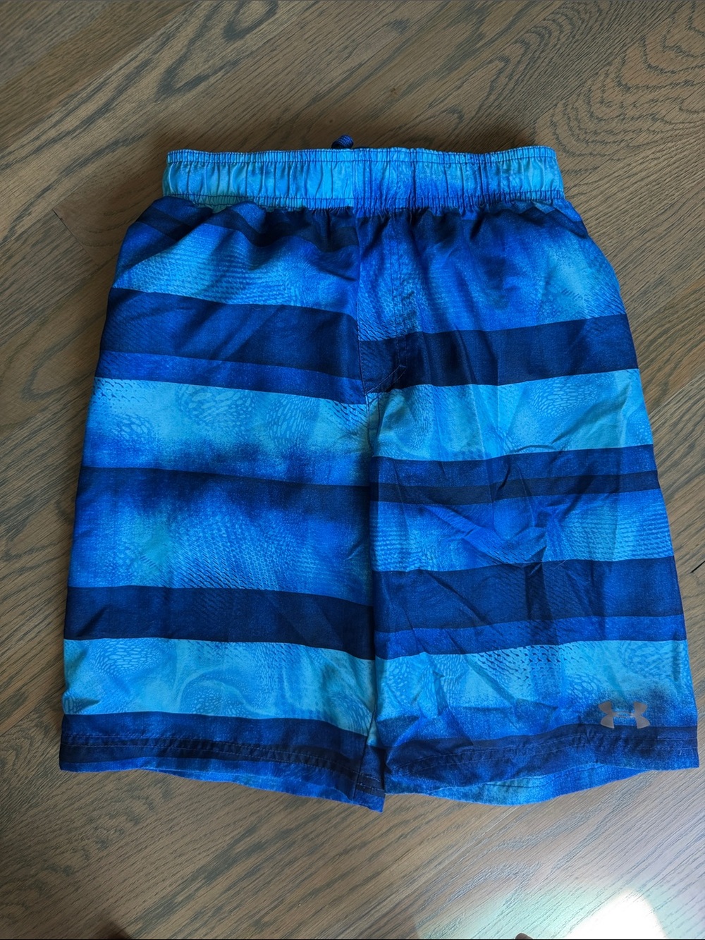 Under Armour Blue and Navy Horizontal Stripe Athletic Shorts